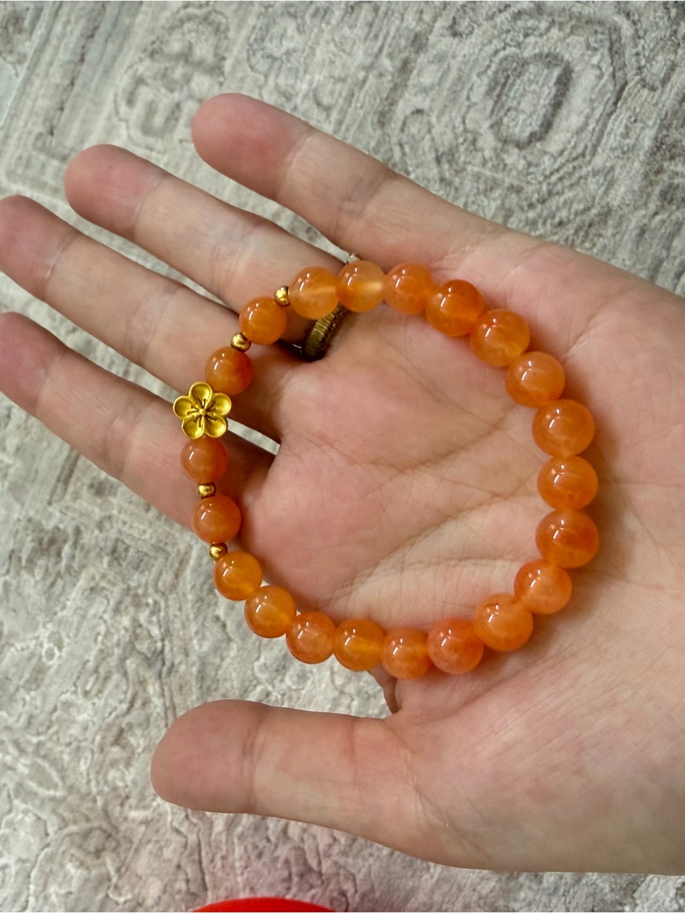 Natural Orange Golden Silk Jade Beaded Bracelet – Approx. 7.9mm